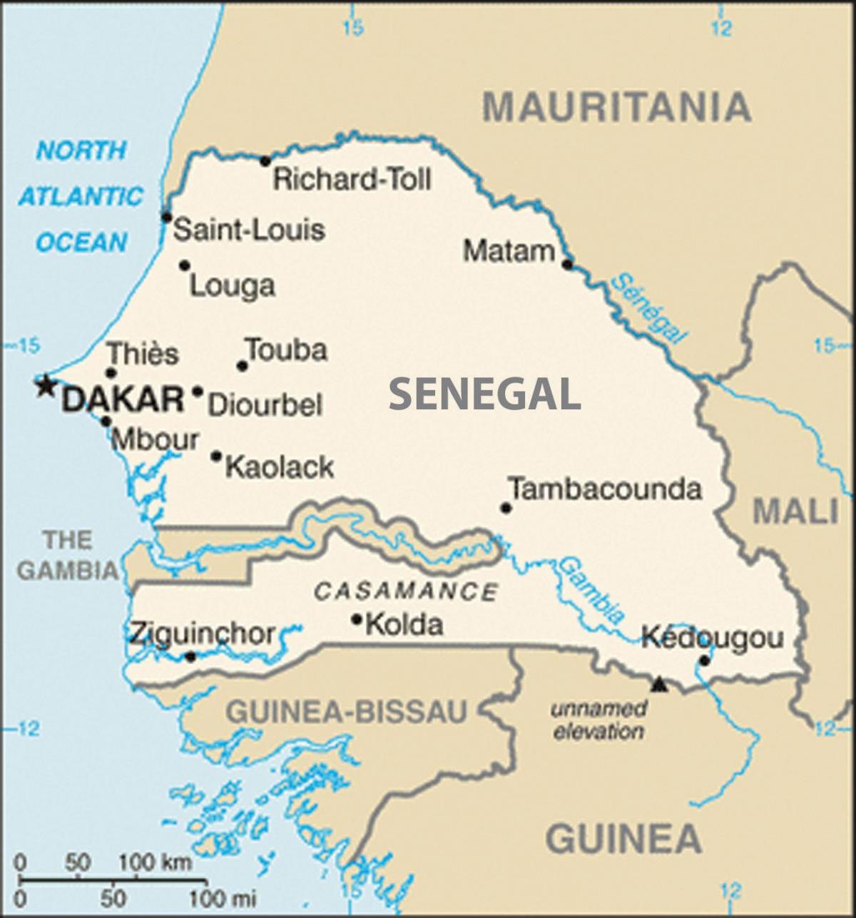 harta Senegal și în țările din jur